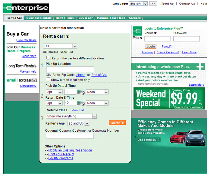 เช่ารถในอเมริกา ผ่านเว็บไซต์ Enterprise Rent-A-Car