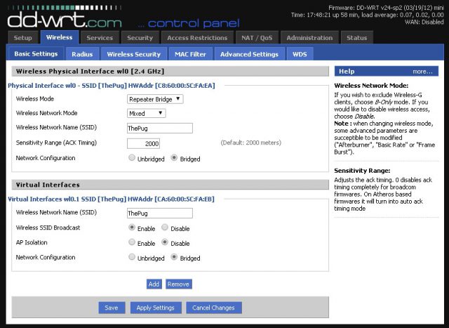 DD-WRT Repeater Wireless Setting