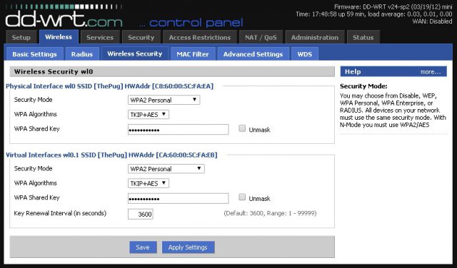 DD-WRT Repeater Wireless Security