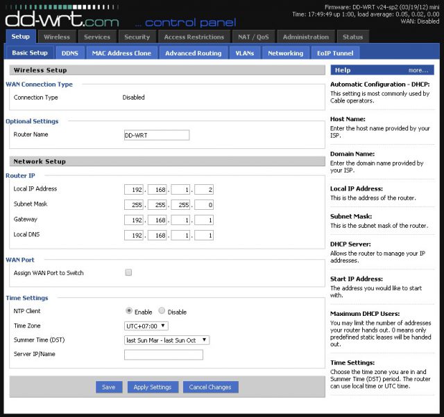 DD-WRT Repeater Basic Setup to Change IP Address