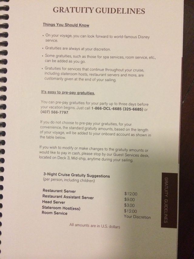 Disney Cruise Document Gratuity Guideline