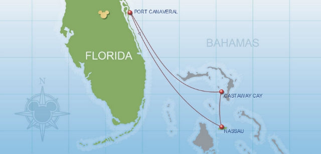 Disney Dream Bahamas 3 Nights Route