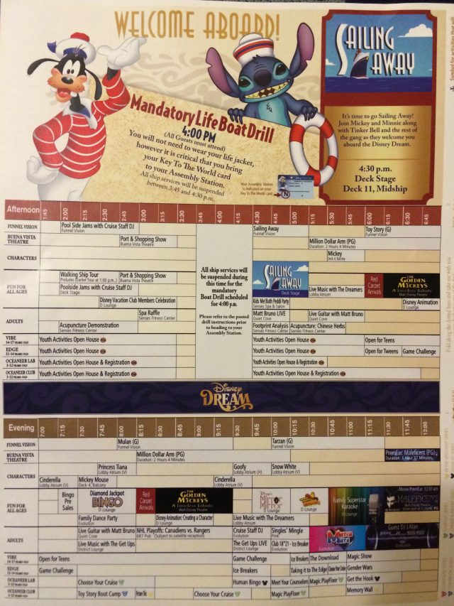 Disney Cruise Dream Day1 Schedule 2