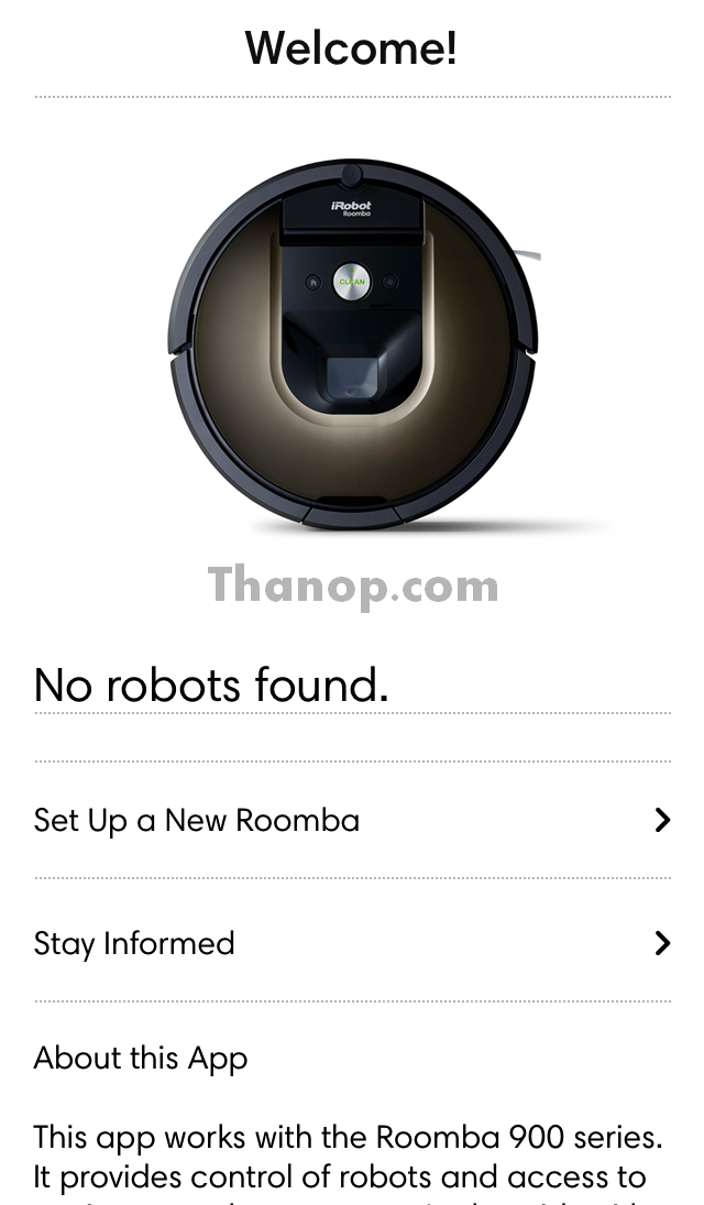 iRobot HOME App Welcome Screen