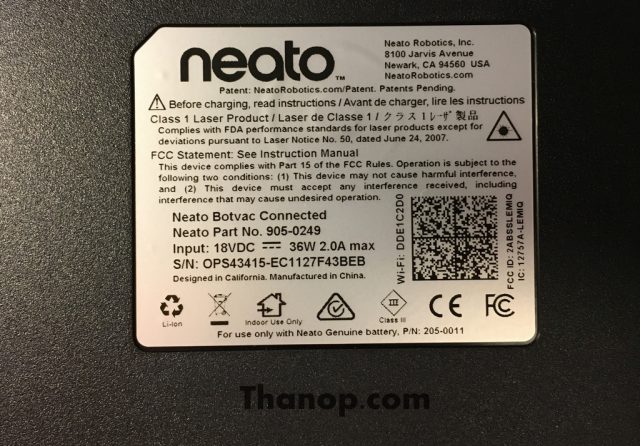 Neato Botvac Connected Underside Label