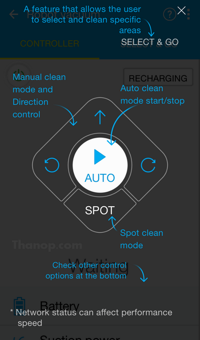 Samsung POWERbot VR9300 App Interface Main Instruction