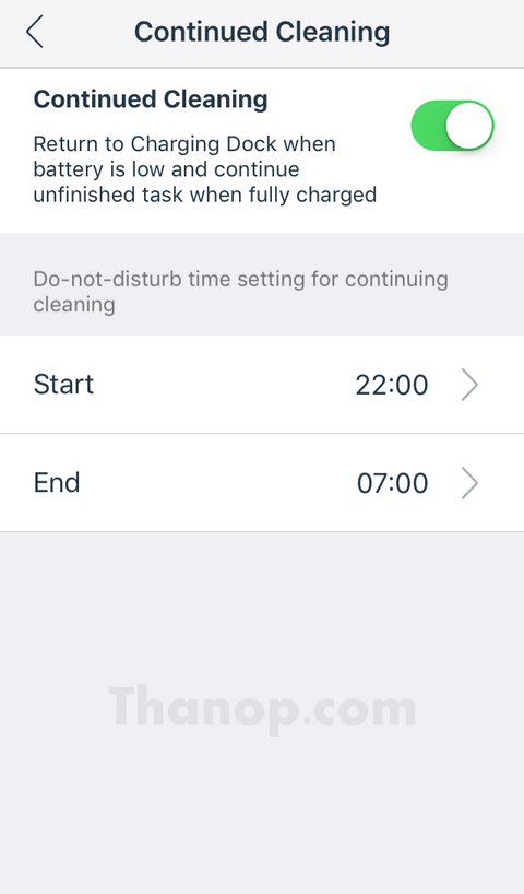 ECOVACS DEEBOT R95 App Interface Continued Cleaning