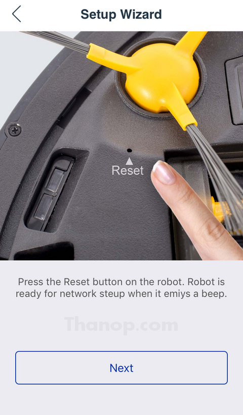 ECOVACS DEEBOT R95 App Setup Wizard Press Reset Button