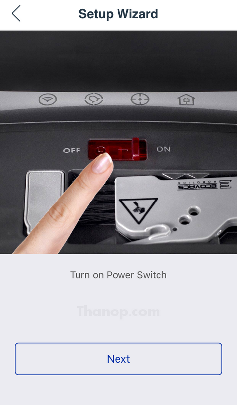 ECOVACS DEEBOT R95 App Setup Wizard Turn On Power Switch