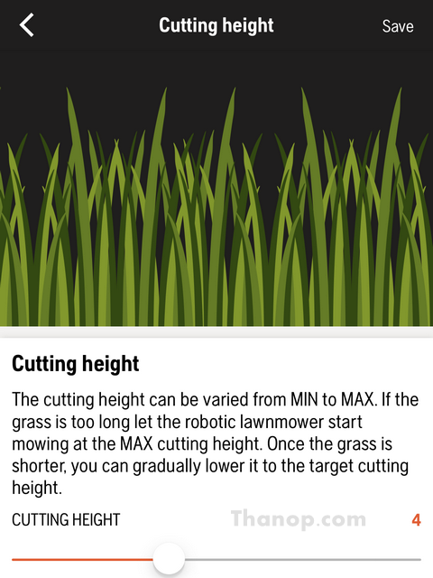 Robot Lawn Mower App Interface Setting Cutting Height