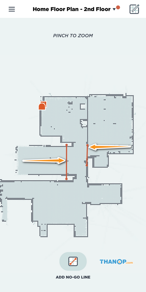 Neato Botvac D7 Connected App Interface My Floor Plan with No Go Lines