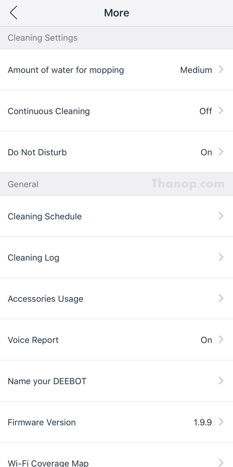 ECOVACS DEEBOT OZMO 930 App Interface Cleaning Settings and General