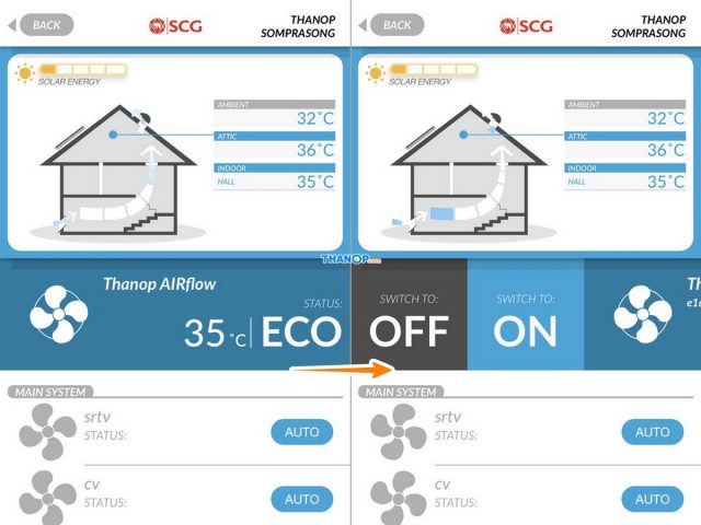 SCG SmartLiving App Interface for SCG Active AIRflow™ System