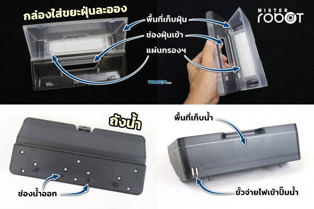 Mister Robot LASER MAX Dustbin and Water Tank Details