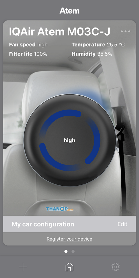 IQAir Atem Desk and Car App Interface Main