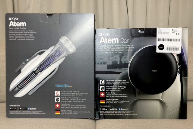 IQAir Atem Desk and Car Box Rear