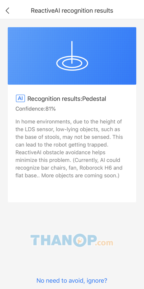 Roborock App Interface ReactiveAI Recognition Result